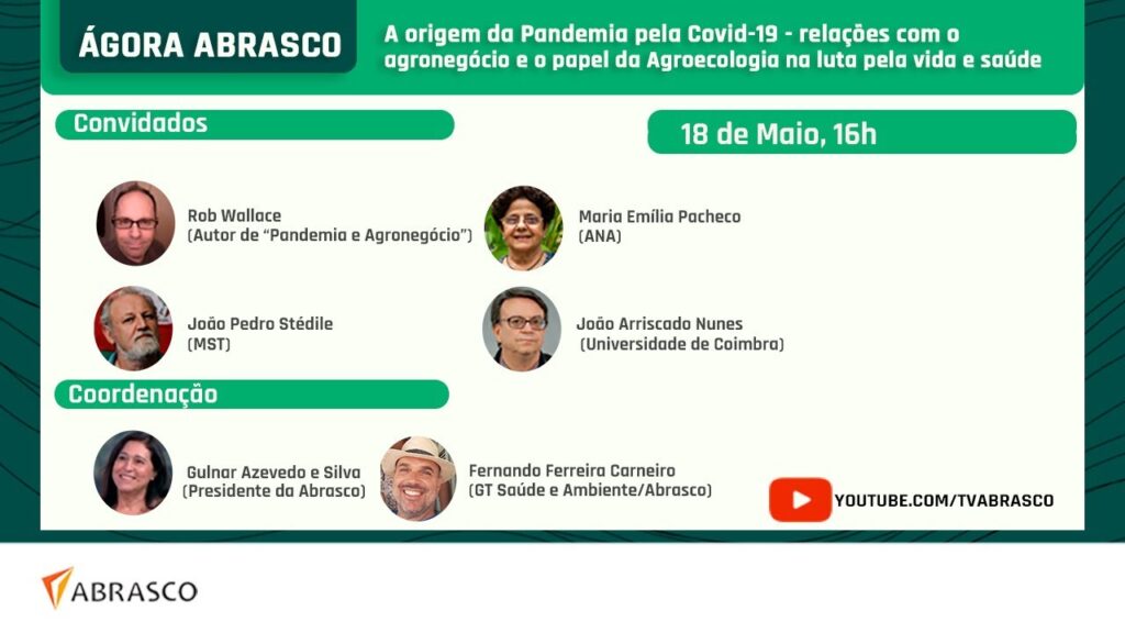 Ágora Abrasco – Painel A origem da Pandemia pela Covid-19 – relações com o agronegócio e o papel da Agroecologia na luta pela vida e saúde